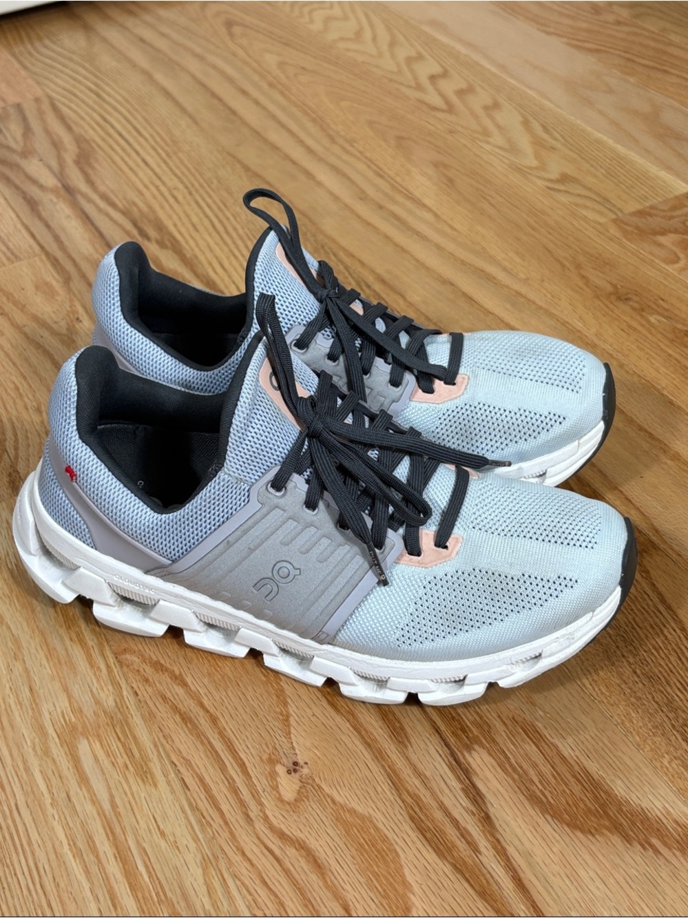 On Cloud Lightweight Women's Athletic Sneakers in Light Blue and Black